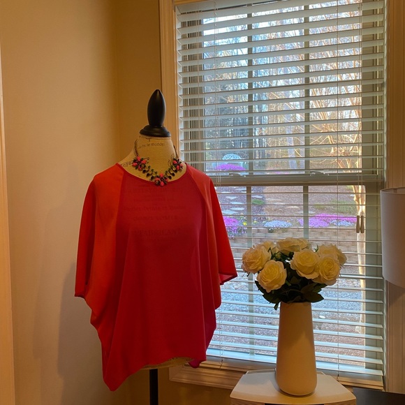Beautiful top! Color block, nice and bright  hot pink and orange - Picture 2 of 5